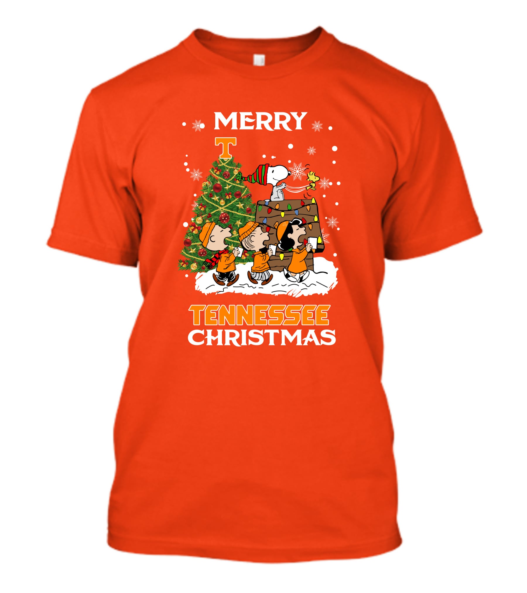 Merry Tennessee Christmas Peanuts Tree With Snoopy And Friends T-Shirt