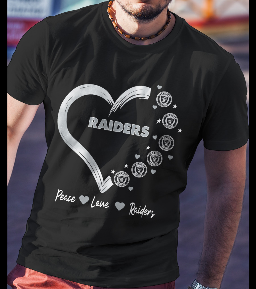 Peace Love Raiders Heart Las Vegas Raiders T-Shirt