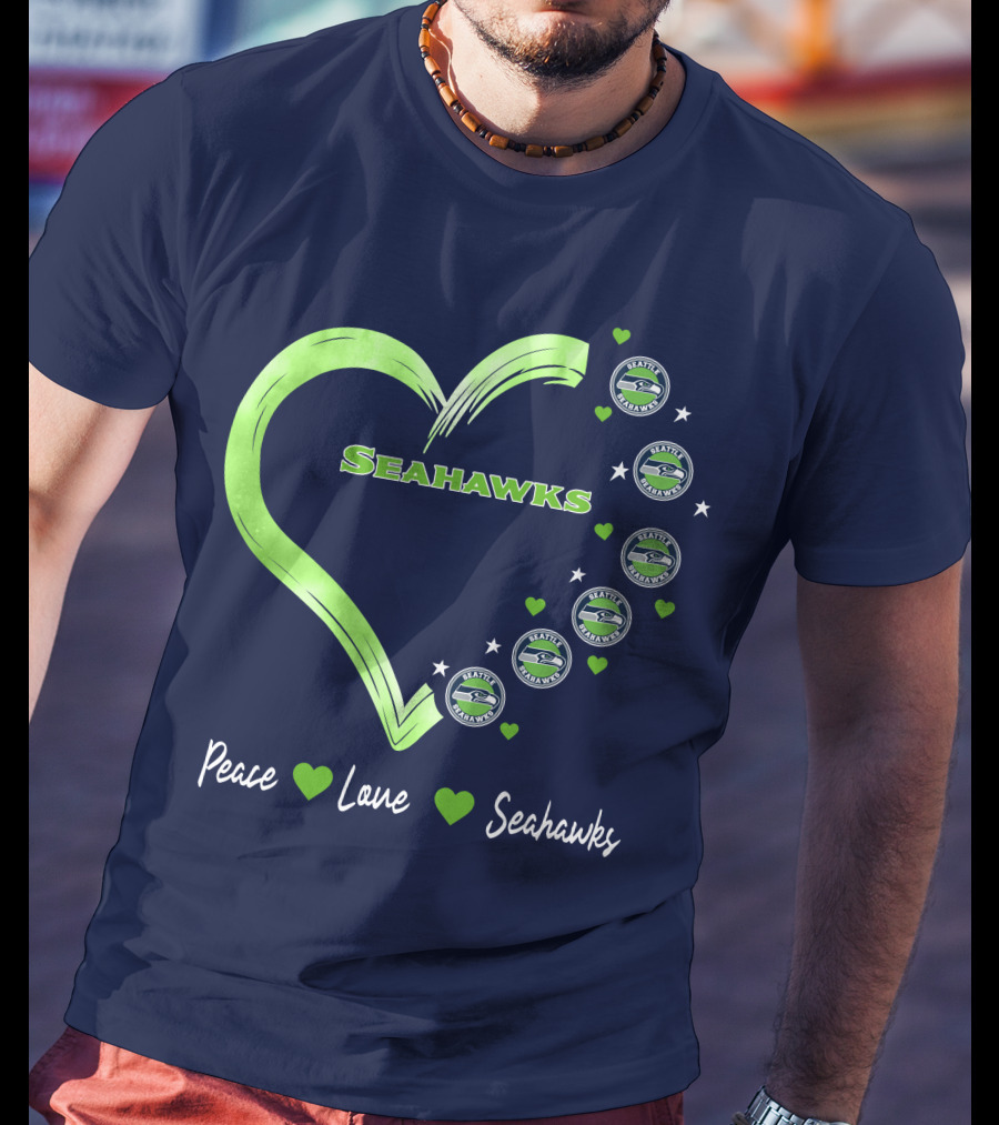 Peace Love Seahawks Seattle Seahawks Hearts T-Shirt