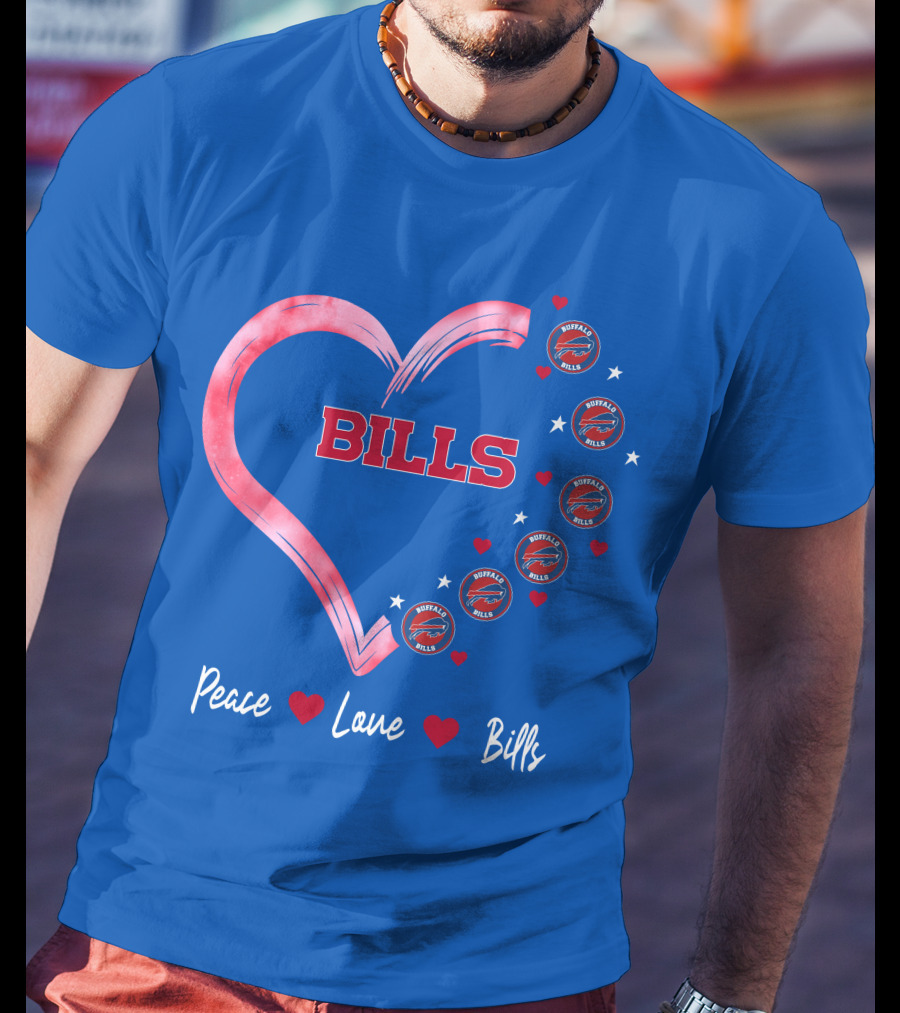 Peace Love Bills Heart Logo Buffalo Bills T-Shirt