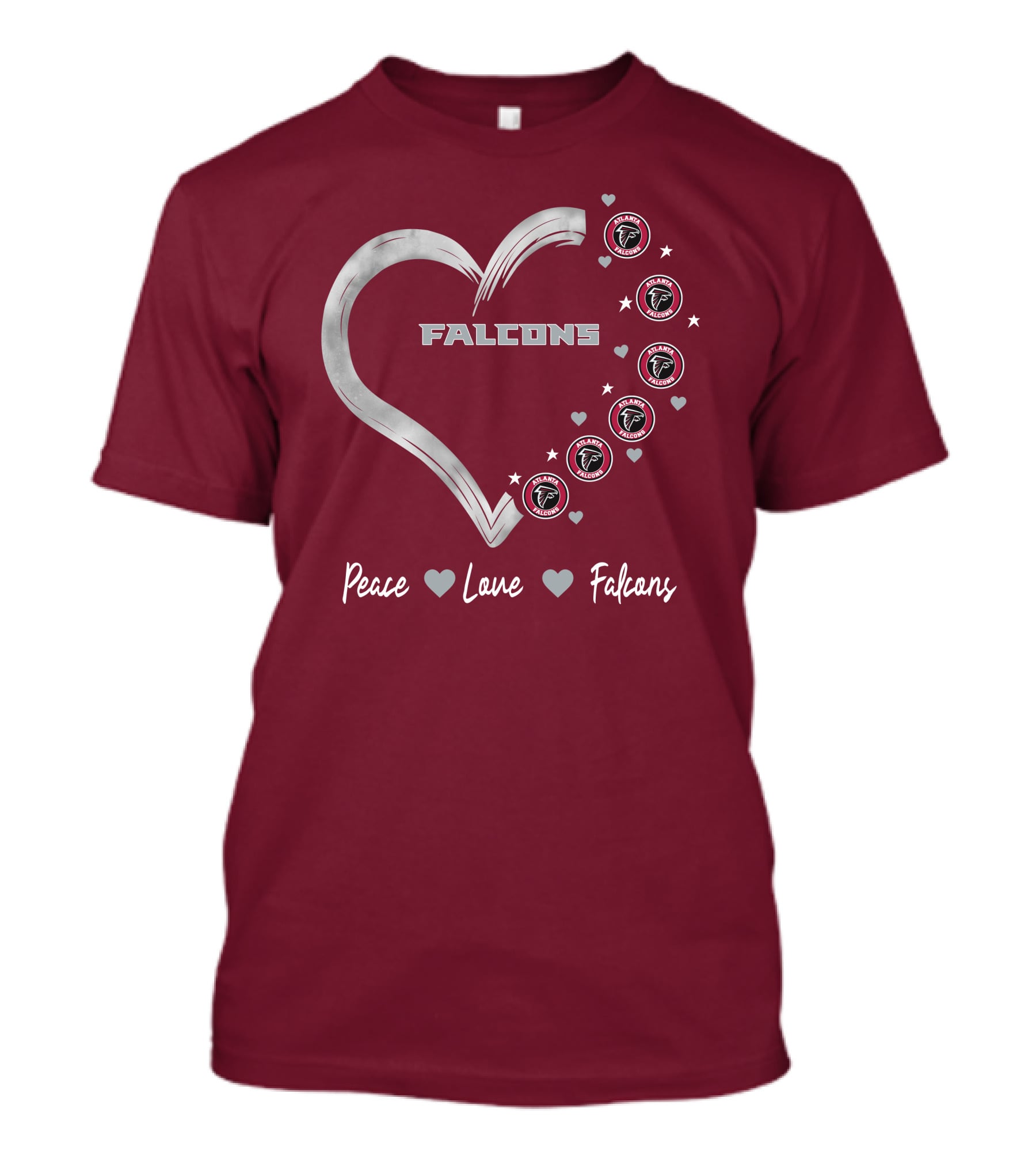 Peace Love Falcons Heart With Atlanta Falcons T-Shirt