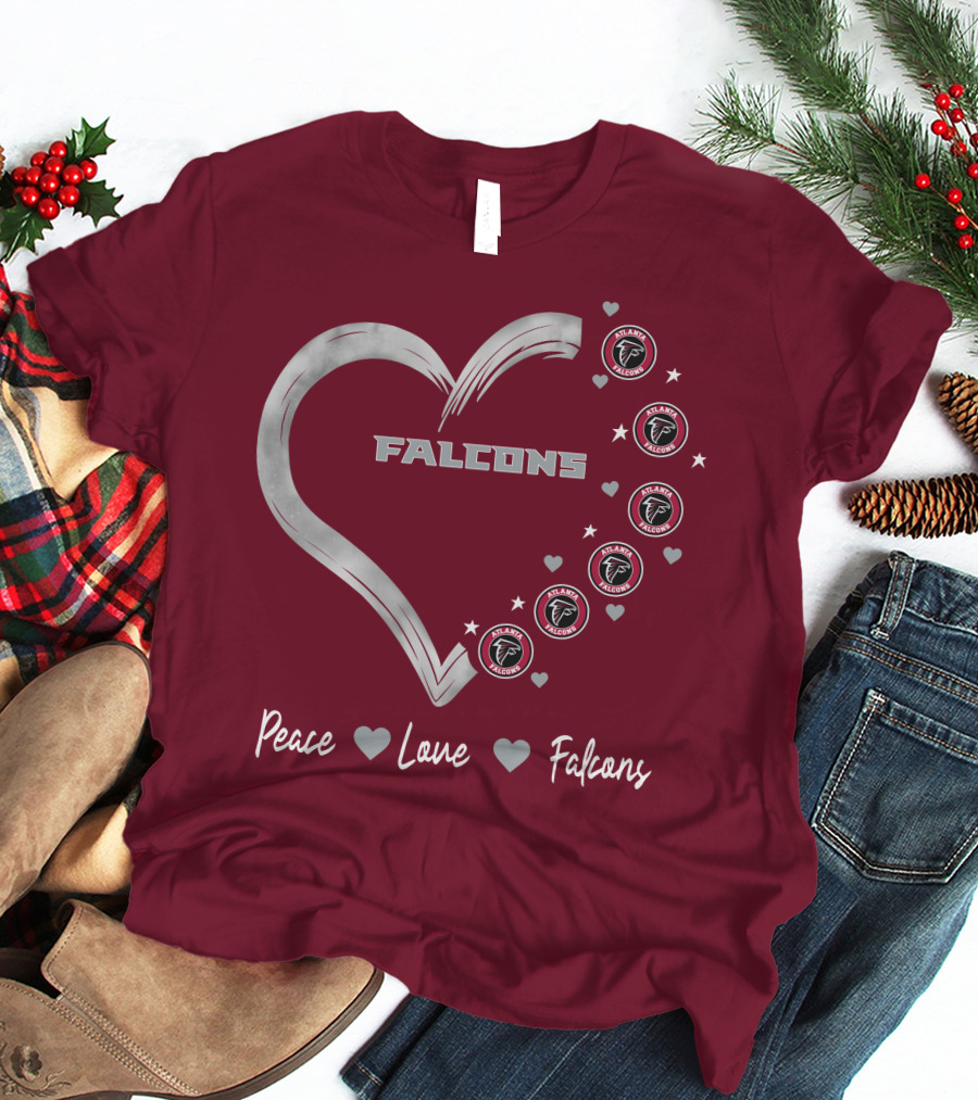 Peace Love Falcons Heart With Atlanta Falcons T-Shirt