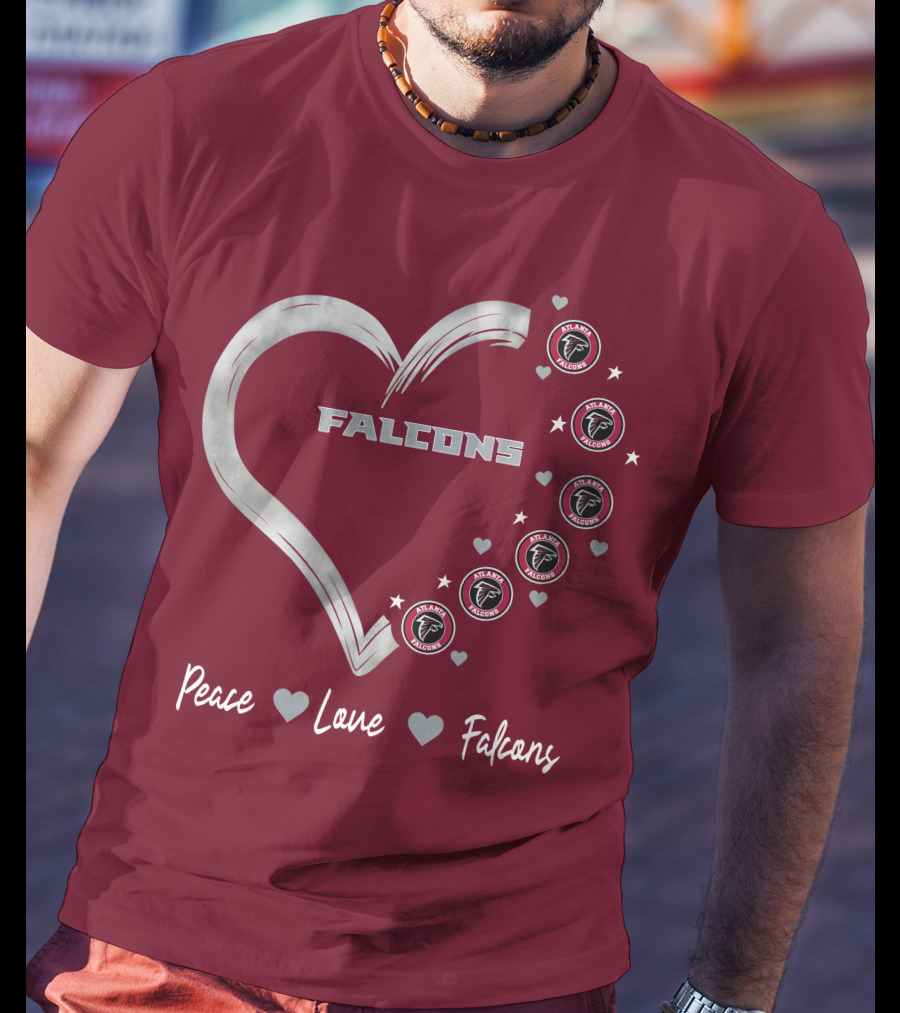 Peace Love Falcons Heart With Atlanta Falcons T-Shirt