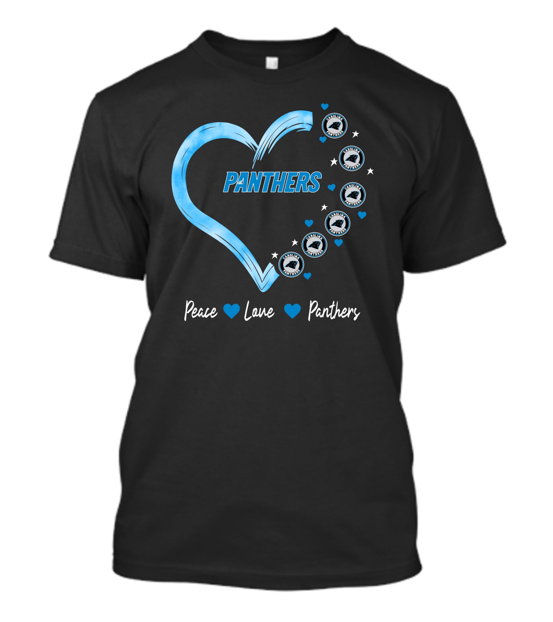 Peace Love Carolina Panthers Heart Logo Fan T-Shirt