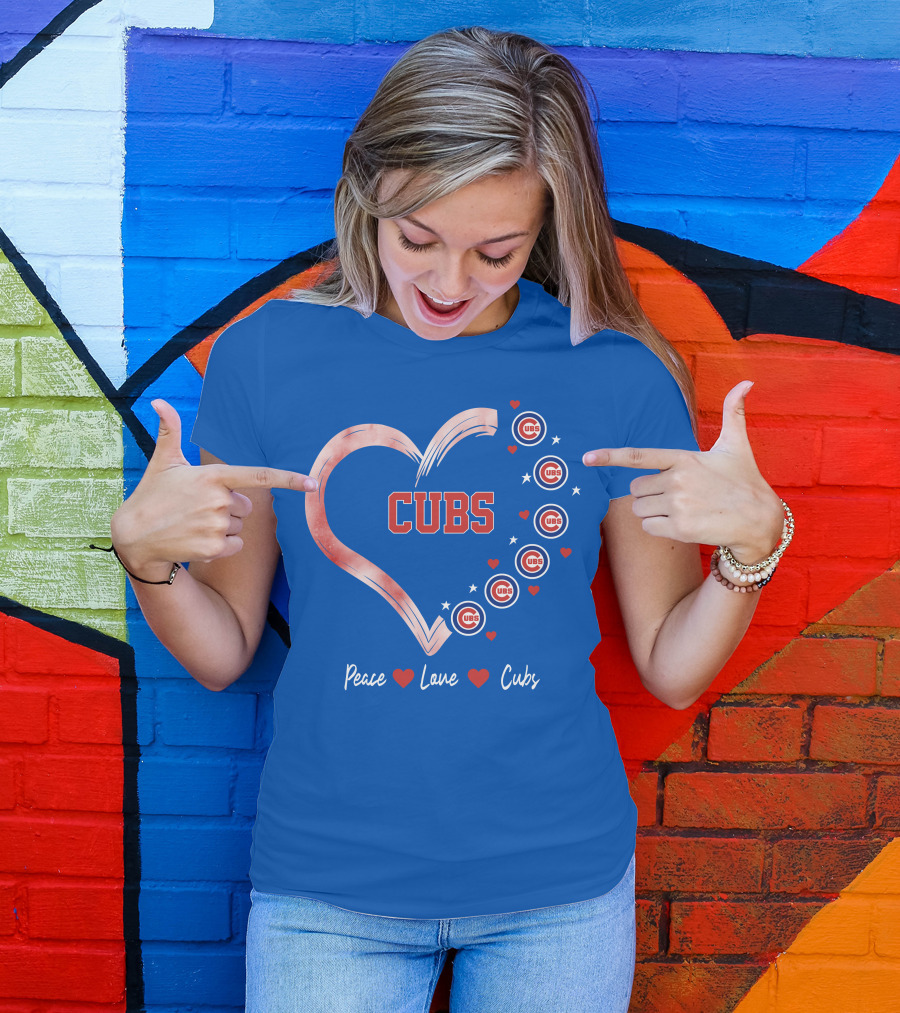 Peace Love Heart Cubs Chicago Cubs T-Shirt
