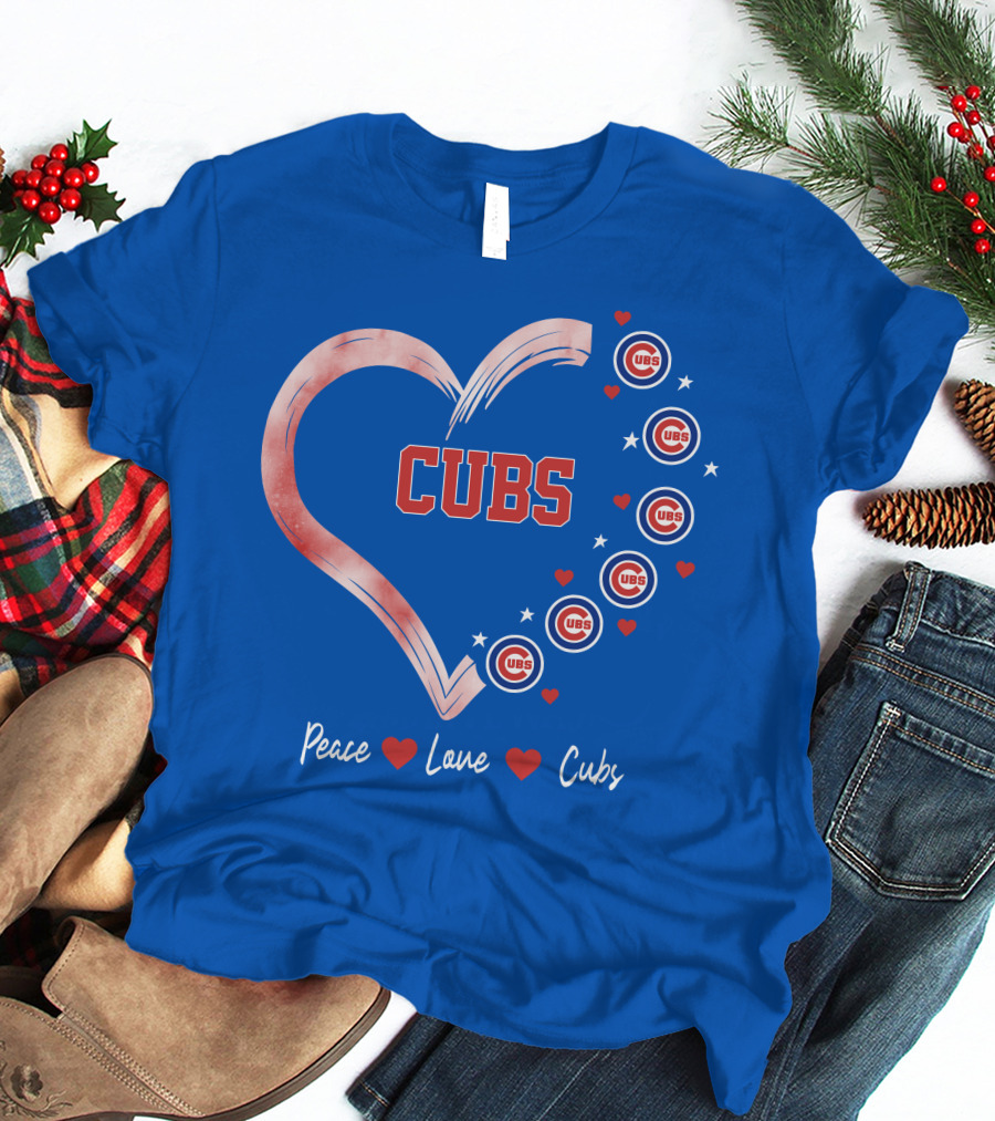 Peace Love Heart Cubs Chicago Cubs T-Shirt