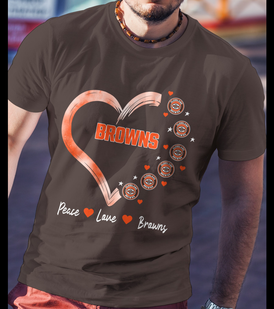 Peace Love Heart Browns Cleveland Browns T-Shirt