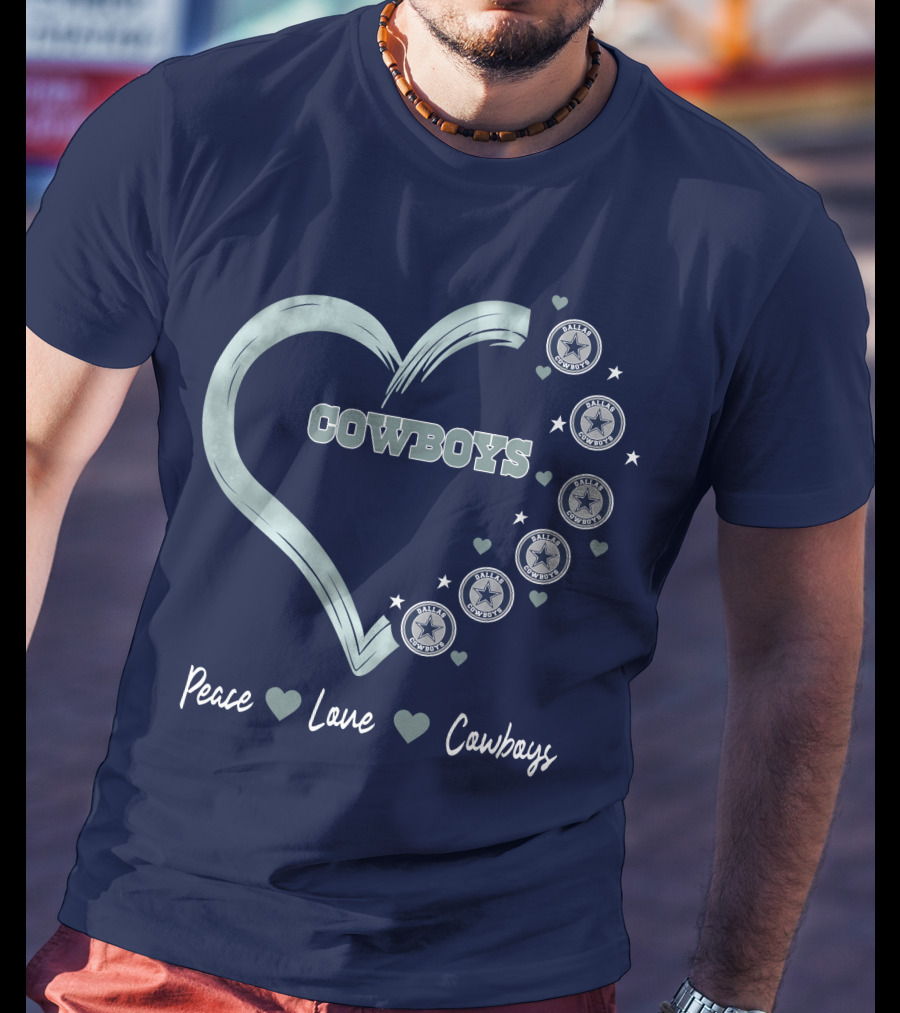Peace Love Heart Cowboys Dallas Cowboys Stars T-Shirt