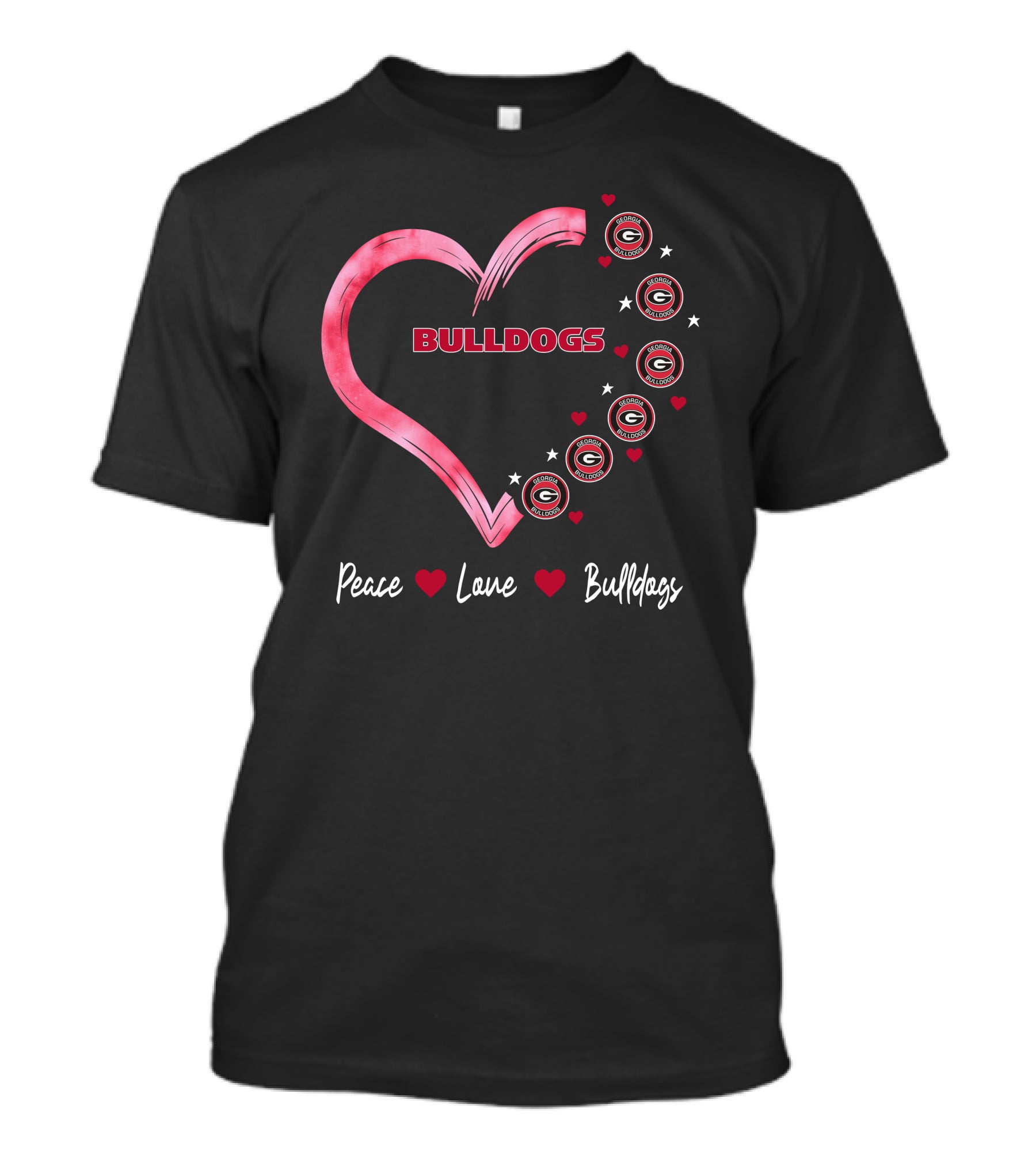 Peace Love Bulldogs Georgia Bulldogs Heart T-Shirt