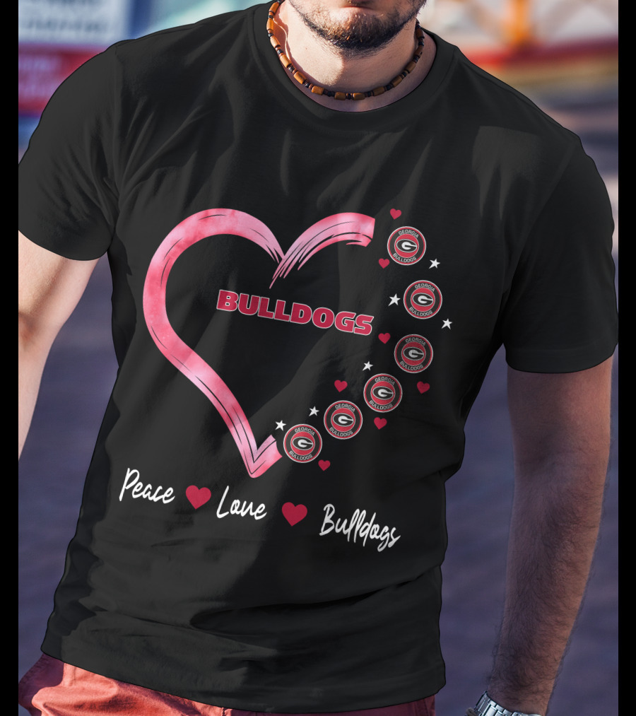 Peace Love Bulldogs Georgia Bulldogs Heart T-Shirt