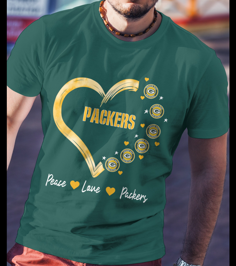 Peace Love Packers Green Bay Packers Heart T-Shirt