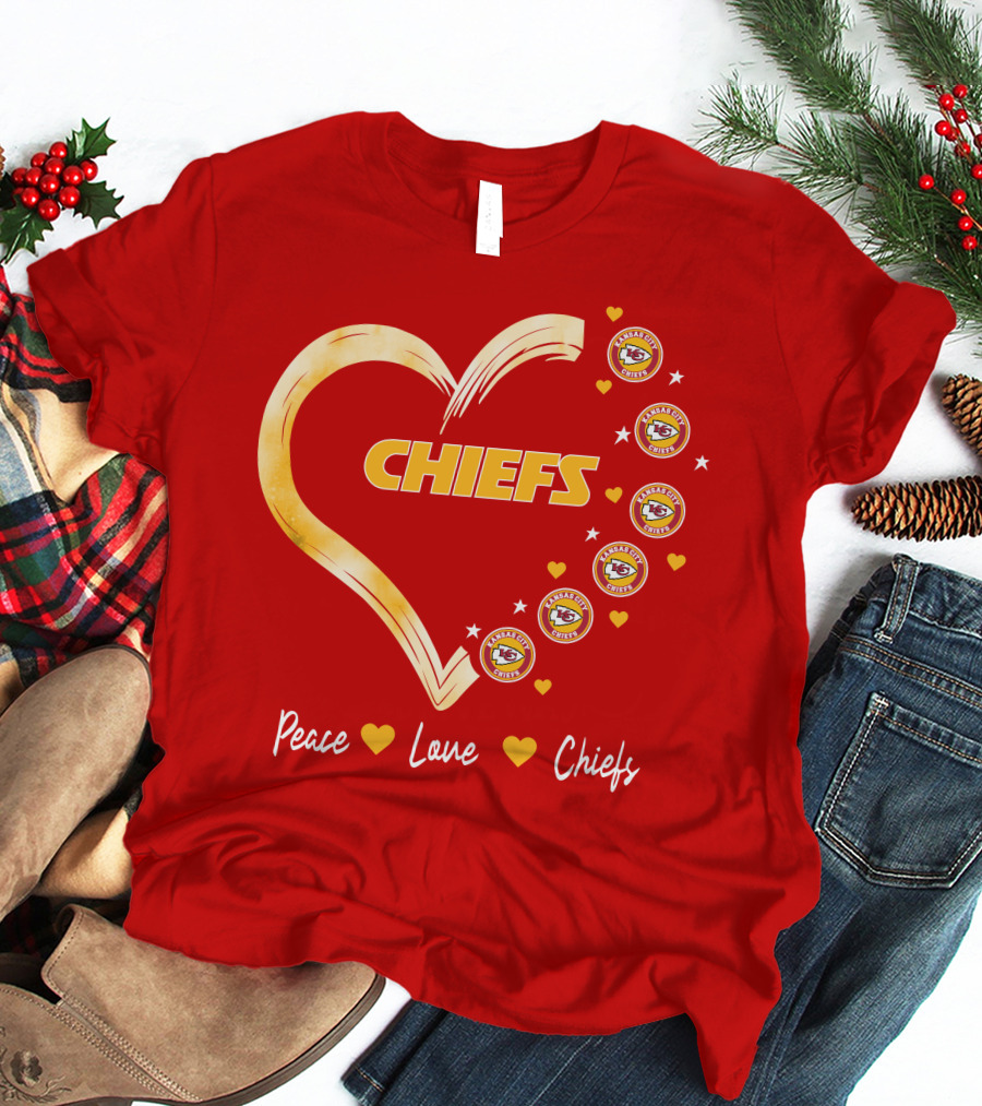 Peace Love Kansas City Chiefs Heart T-Shirt