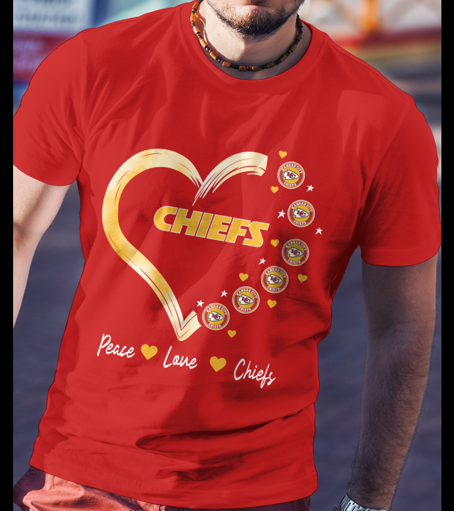 Peace Love Kansas City Chiefs Heart T-Shirt