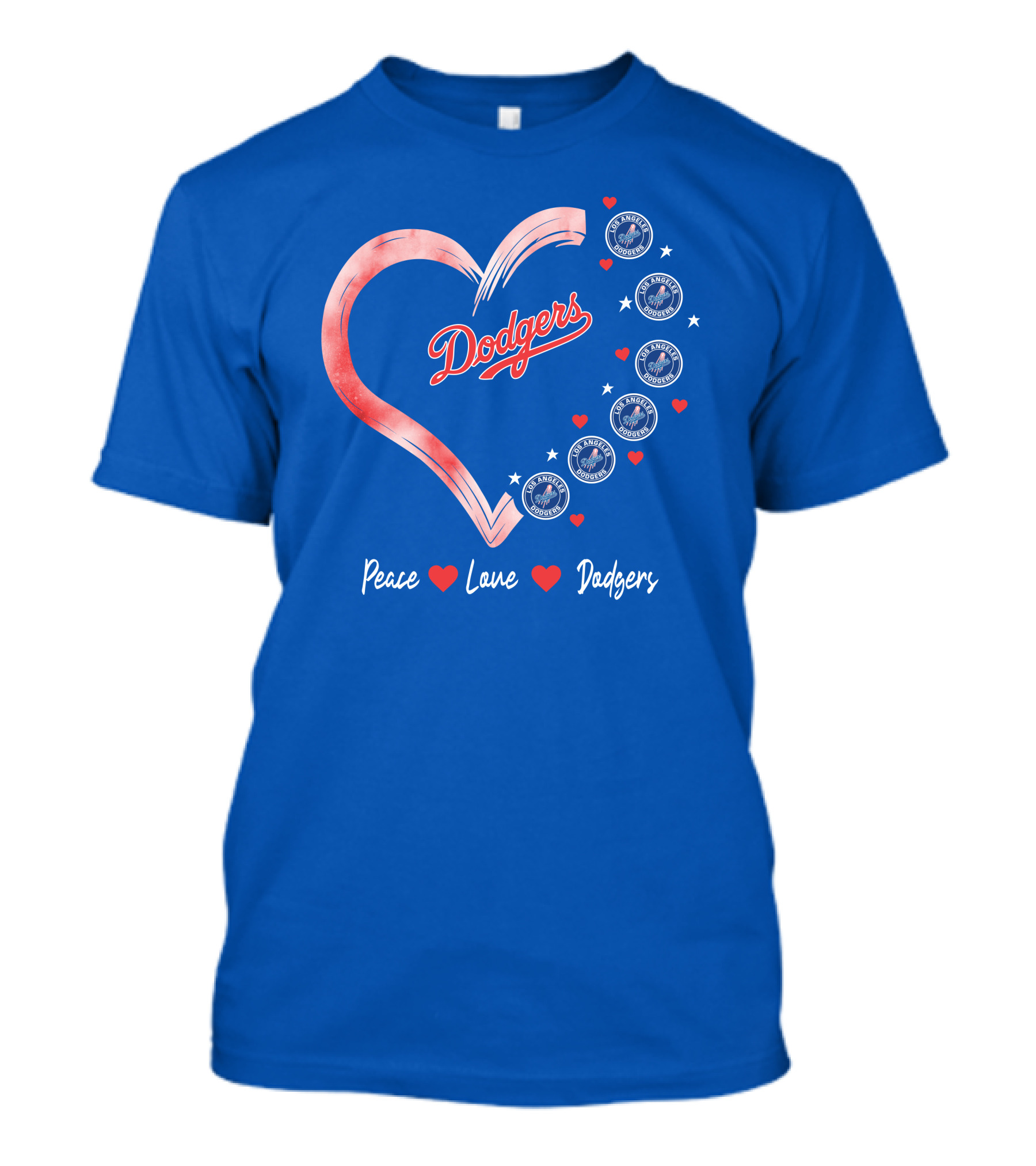 Peace Love Dodgers Heart Los Angeles Dodgers T-Shirt