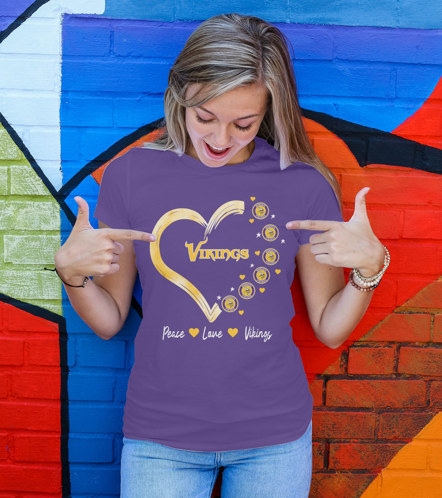 Peace Love Minnesota Vikings Heart T-Shirt