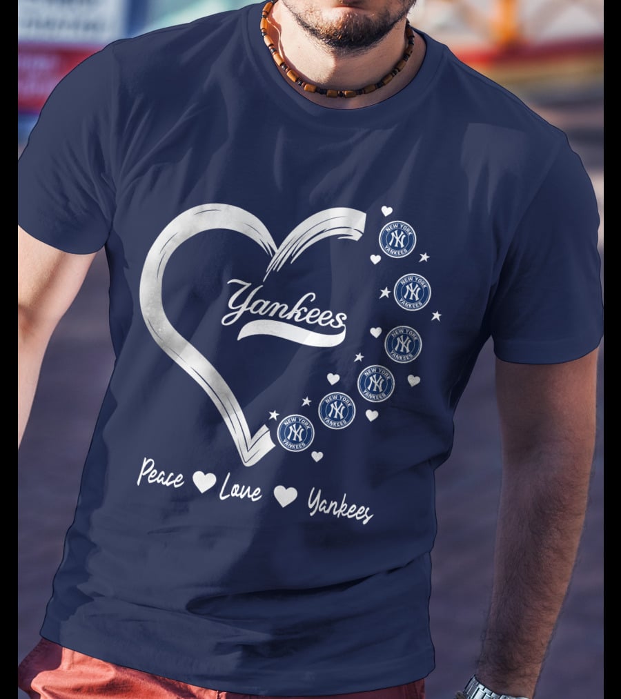 Peace Love Yankees Heart With New York T-Shirt