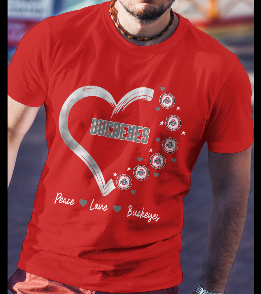 Peace Love Heart Buckeyes Ohio State Buckeyes T-Shirt