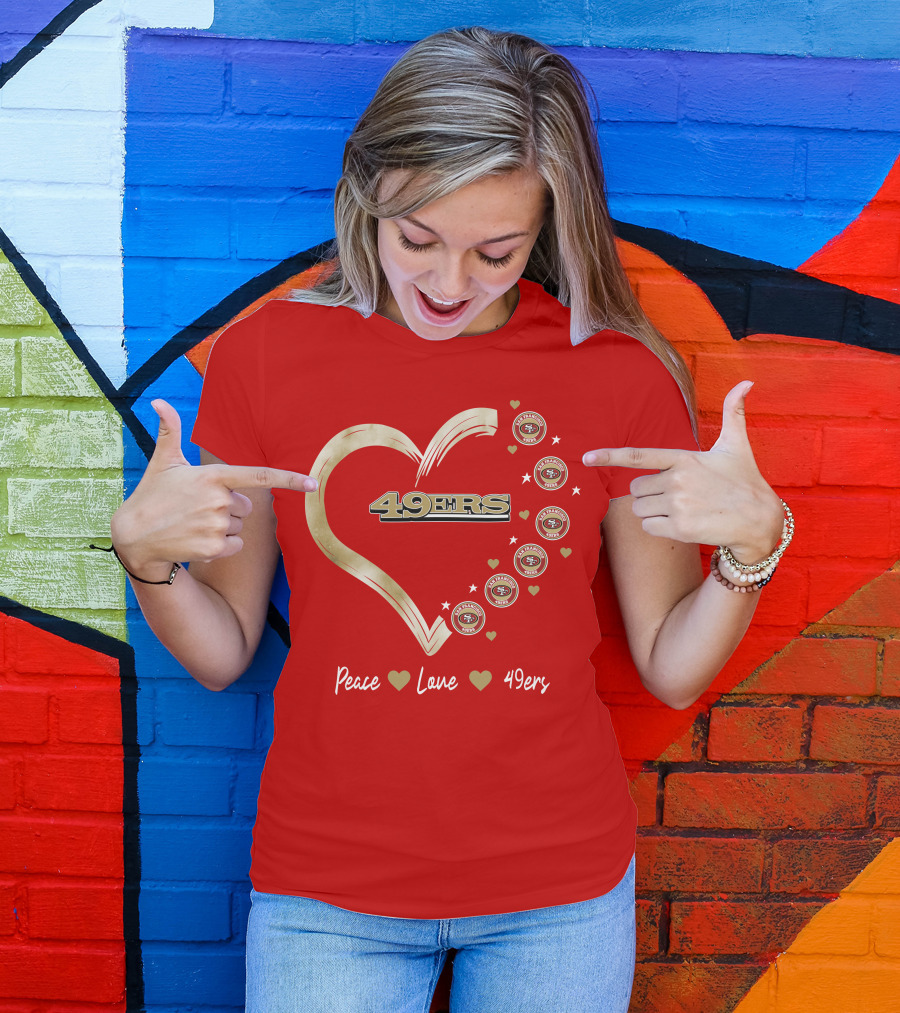 Peace Love Heart San Francisco 49ers Football Team T-Shirt