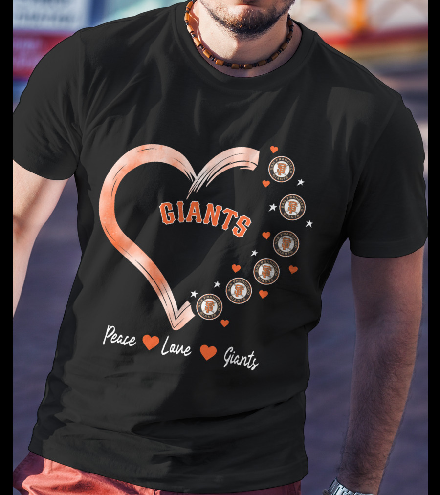 Peace Love Giants San Francisco Giants Baseball Heart Icons T-Shirt