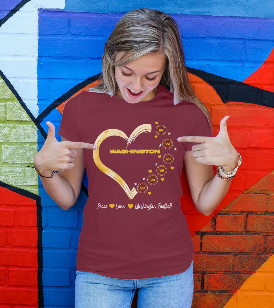 Peace Love Washington Heart And Team Circles T-Shirt