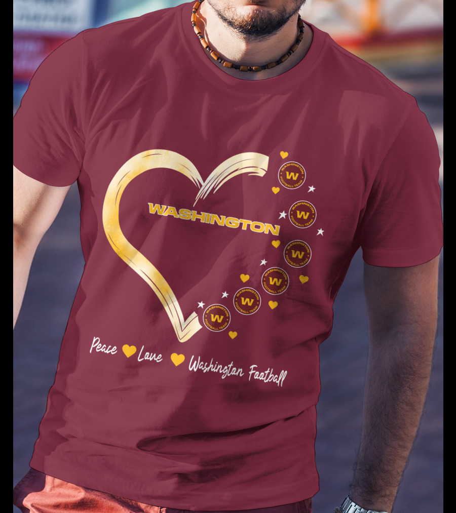 Peace Love Washington Heart And Team Circles T-Shirt