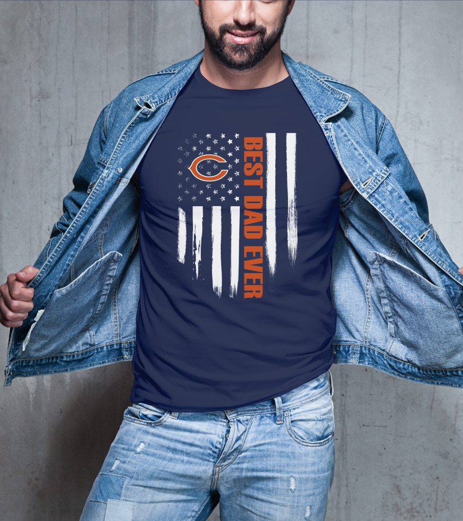 Chicago Bears Best Dad Ever American Flag T-Shirt