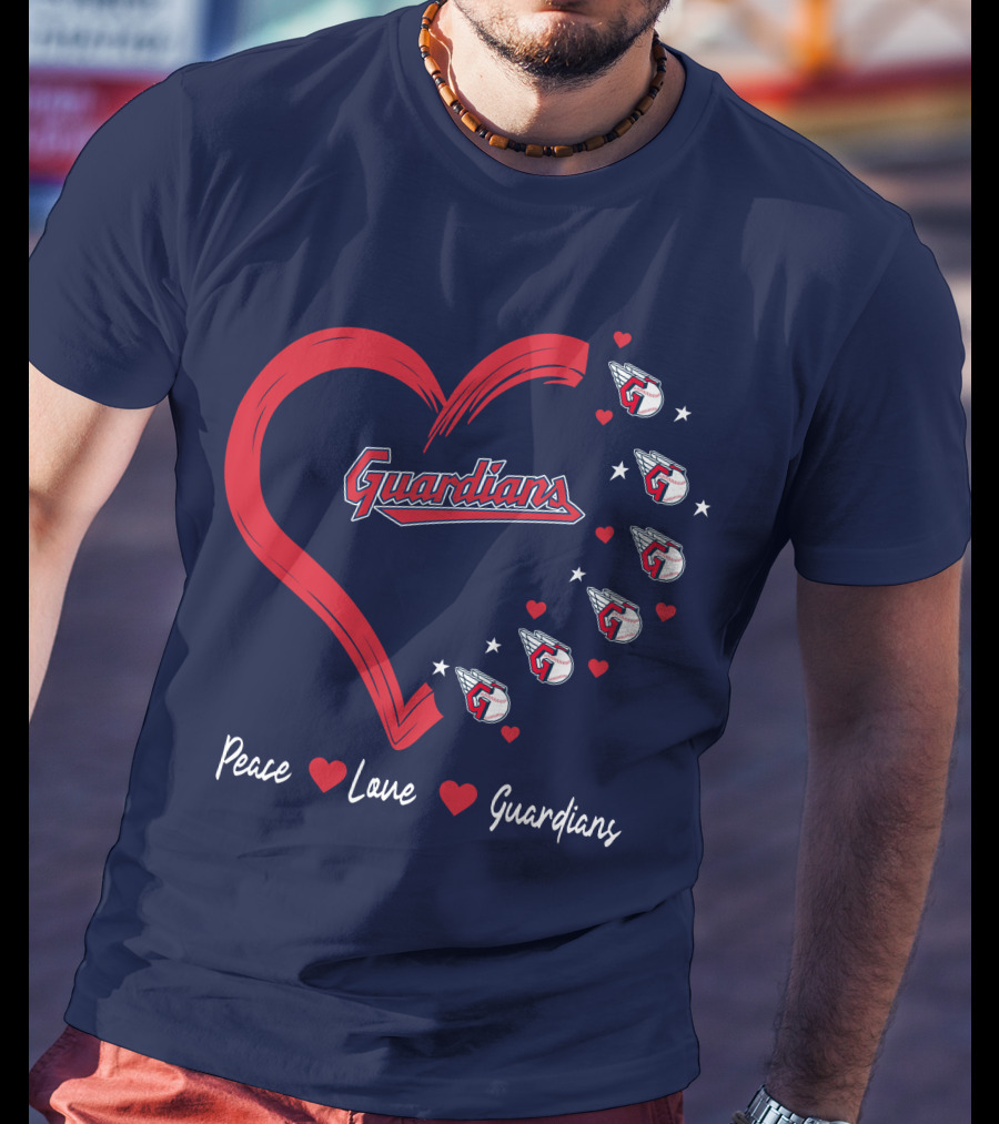 Peace Love Guardians Heart And Baseball T-Shirt