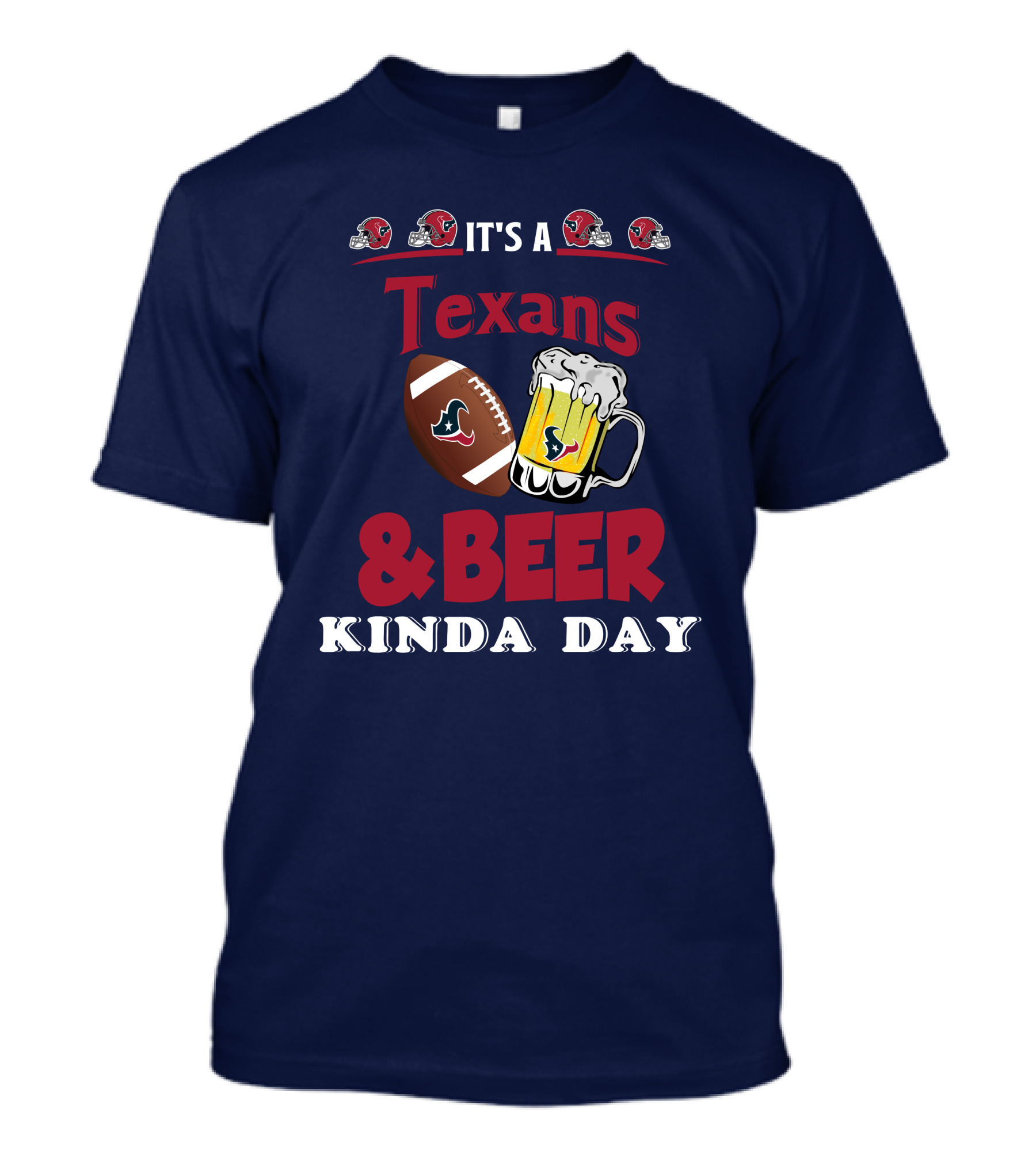 Houston Texans And Beer Football Fan Day With Helmets And Mug Icons T-Shirt