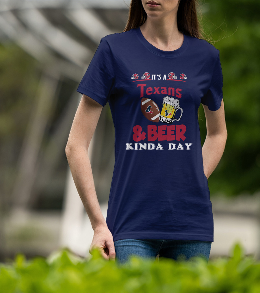 Houston Texans And Beer Football Fan Day With Helmets And Mug Icons T-Shirt
