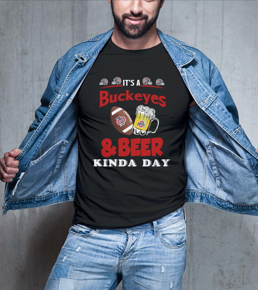 Ohio State Buckeyes And Beer Kinda Day Football Helmet And Mug T-Shirt