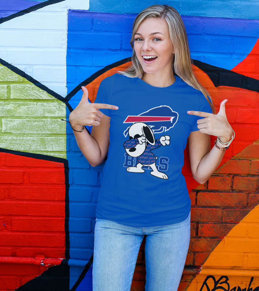 Buffalo Bills Snoopy Dabbing Bills Logo Football T-Shirt