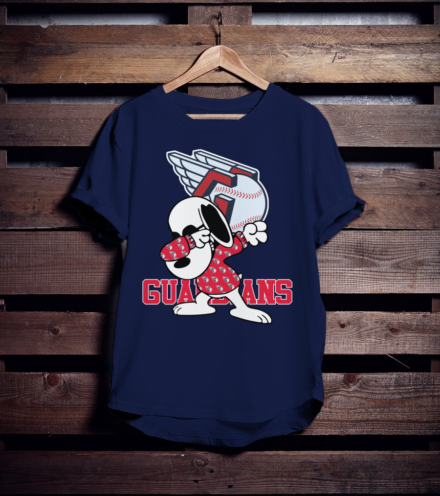 Cleveland Guardians Snoopy Dabbing Baseball T-Shirt
