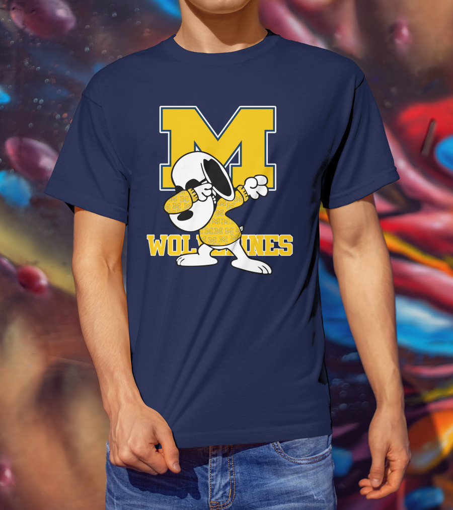 Michigan Wolverines Snoopy Dab With Block M T-Shirt