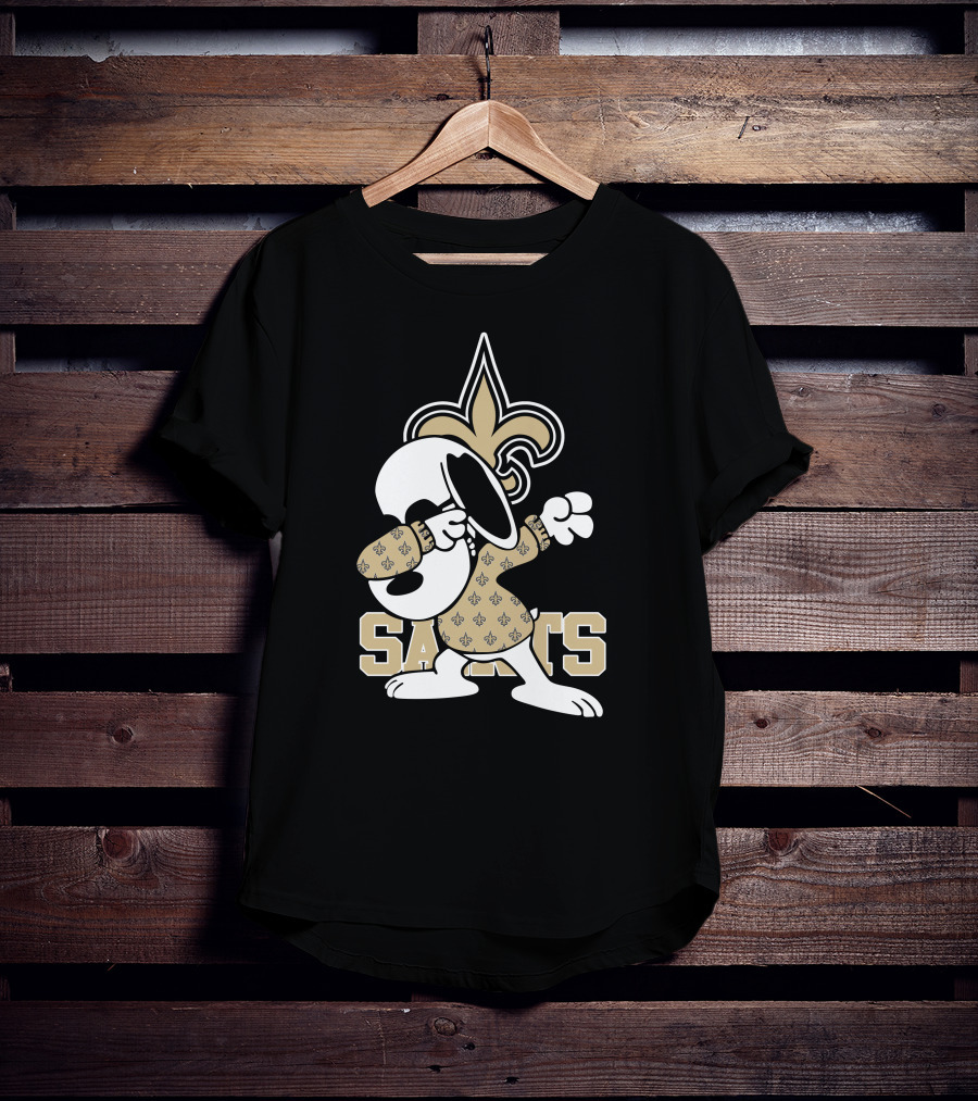 New Orleans Saints Snoopy Fleur-de-Lis Dabbing Saints T-Shirt