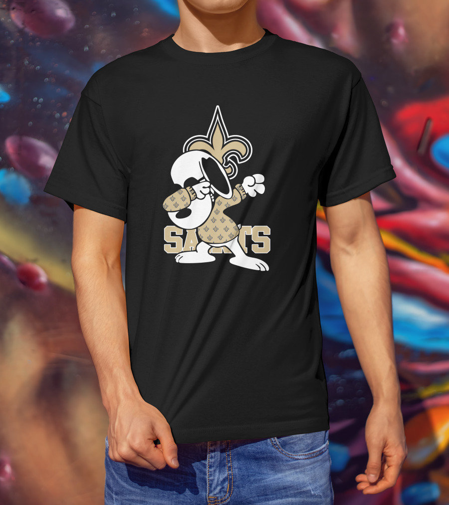 New Orleans Saints Snoopy Fleur-de-Lis Dabbing Saints T-Shirt