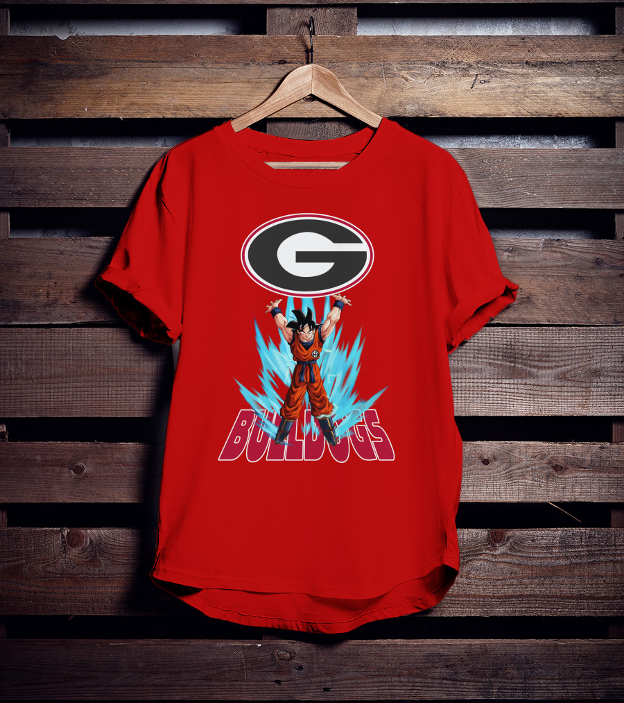 Goku Super Saiyan Georgia Bulldogs Logo Fusion T-Shirt