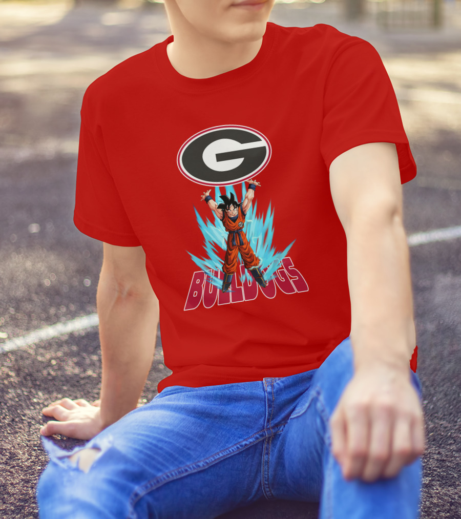Goku Super Saiyan Georgia Bulldogs Logo Fusion T-Shirt