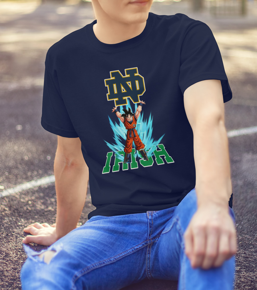 Notre Dame Fighting Irish Dbz Super Saiyan Goku Spirit Bomb T-Shirt