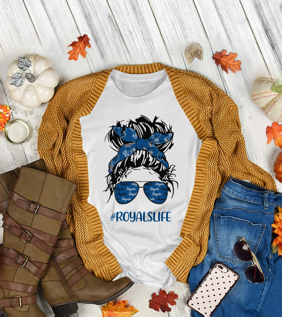 Kansas City Royals Messy Hairband Girl Glasses #RoyalsLife T-Shirt