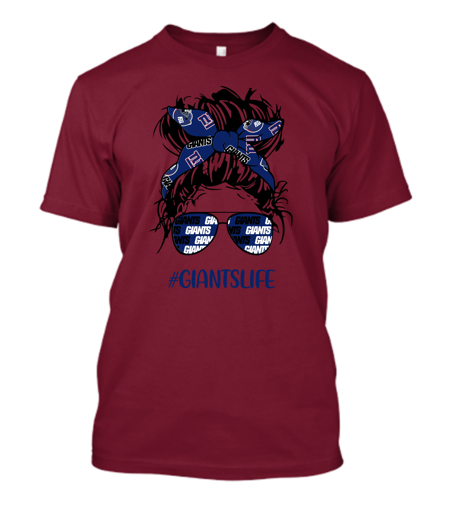 GIANTSLIFE Messy Bun Girl With New York Headband And Glasses T-Shirt