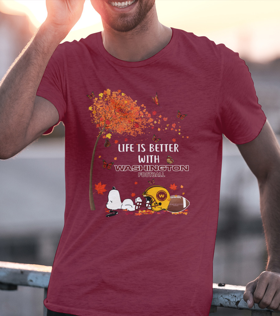 Life Is Better With My Washington Football Team Autumn Snoopy T-Shirt