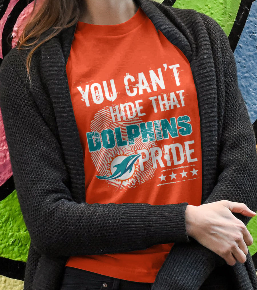 You Can't Hide That Dolphins Pride Miami Football Fans Logo Fingerprint Stars T-Shirt