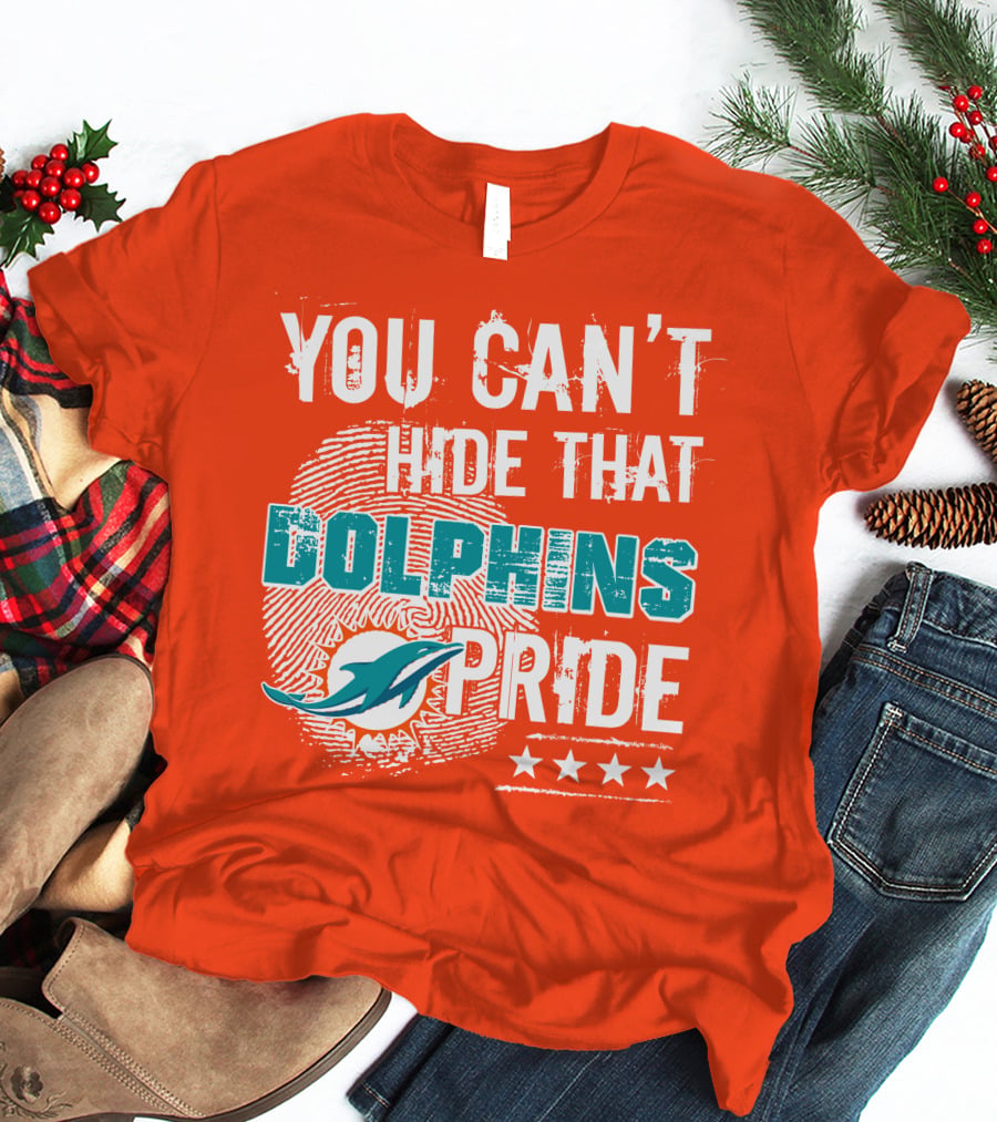 You Can't Hide That Dolphins Pride Miami Football Fans Logo Fingerprint Stars T-Shirt