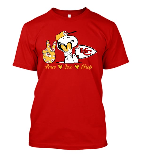 Peace Love Kansas City Chiefs Snoopy Nfl Emojis T-Shirt