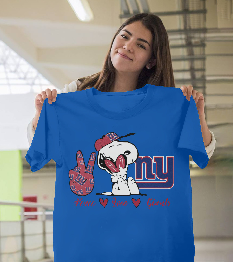 Peace Love New York Giants Snoopy Ny T-Shirt