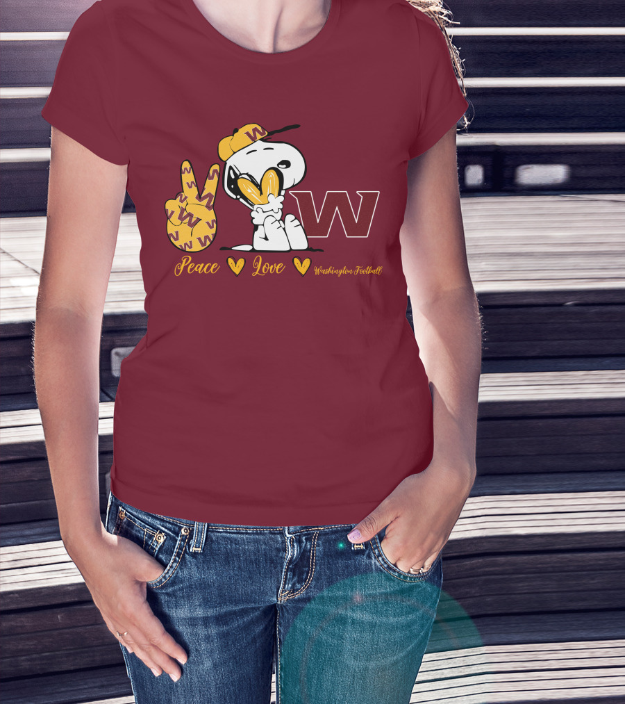 Peace Love Washington Football Snoopy W T-Shirt