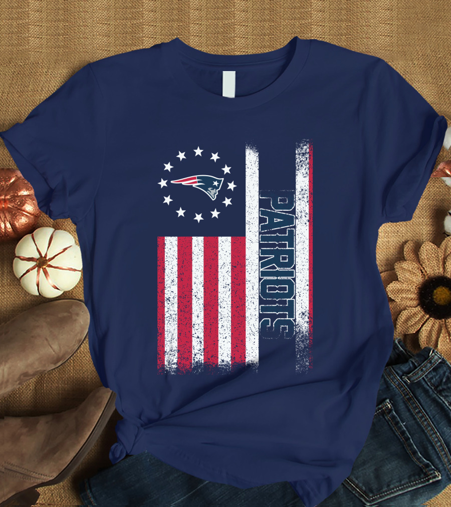 New England Patriots American Flag Patriots Logo Stars And Stripes T-Shirt