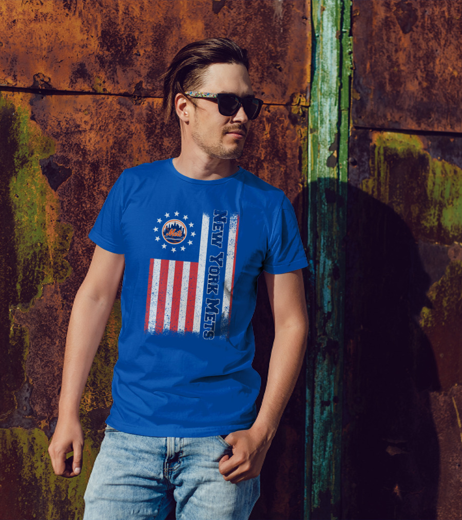New York Mets American Flag Stars Stripes T-Shirt