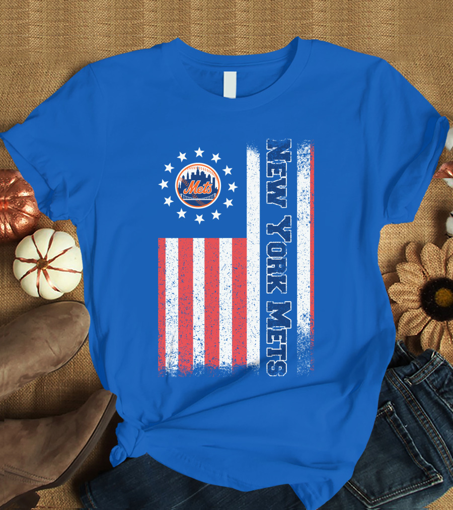 New York Mets American Flag Stars Stripes T-Shirt
