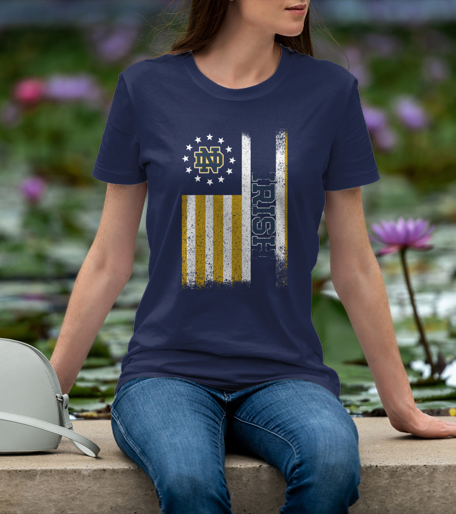 Notre Dame Fighting Irish American Flag Nd T-Shirt